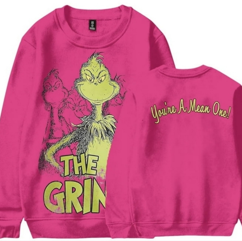 GRINCH Christmas Sweatshirt Top PINK New VIRAL